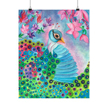Load image into Gallery viewer, Peacock Floral Matte Poster — Vibrant Vertical Wall Art