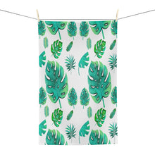 Load image into Gallery viewer, Tropical Monstera Microfiber Tea Towel — Green Palm Leaf Kitchen Towel