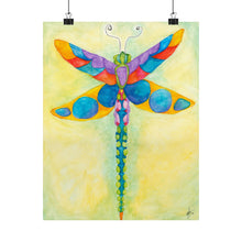 Load image into Gallery viewer, Dragonfly Art Poster — Colorful Watercolor Dragonfly Matte Vertical Print