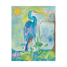 Load image into Gallery viewer, Heron & Owl Watercolor Matte Poster — Vertical Nature Art Print