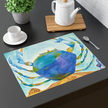 Load image into Gallery viewer, Crab King Placemat — Coastal Blue Seafood Table Decor