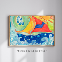 Load image into Gallery viewer, Canvas Wall Art - Whimsical Sail Boat