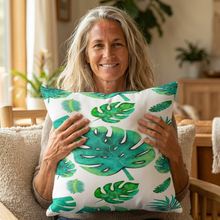 Load image into Gallery viewer, Tropical Monstera Pillow - Green Leaf Decorative Throw Pillow