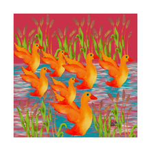 Load image into Gallery viewer, Duck Art Print — Flock of Orange Ducks Matte Vertical Poster
