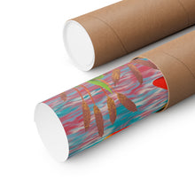 Load image into Gallery viewer, Duck Art Print — Flock of Orange Ducks Matte Vertical Poster