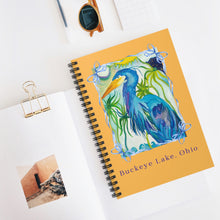 Load image into Gallery viewer, Buckeye Lake Heron Spiral Notebook — Ruled Journal with Blue Heron Artwork