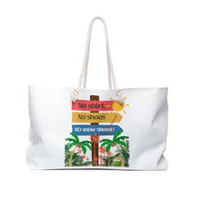 Load image into Gallery viewer, Tropical Weekender Bag – "No shirt, No shoes, No snow shovel" Beach Tote