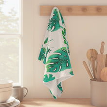 Load image into Gallery viewer, Tropical Monstera Microfiber Tea Towel — Green Palm Leaf Kitchen Towel