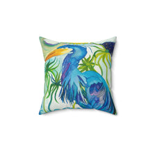 Load image into Gallery viewer, Blue Heron Decorative Pillow — Coastal Bird Accent Cushion