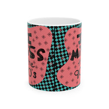 Load image into Gallery viewer, 90s Ceramic Mug — Retro Checkerboard Coffee Cup
