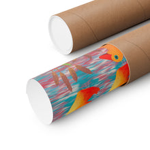 Load image into Gallery viewer, Duck Art Print — Flock of Orange Ducks Matte Vertical Poster
