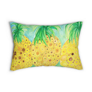 Pineapple Print Lumbar Pillow, Tropical Home Decor, Summer Vibes, Gift for Beach Lovers, Decorative Cushion