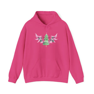 Whimsical Christmas Angel Hoodie, Cozy Holiday Sweatshirt, Festive Gift for Him/Her, Winter Layer, Unique Seasonal Apparel