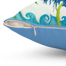 Load image into Gallery viewer, Blue Heron Decorative Pillow — Coastal Bird Accent Cushion
