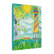 Load image into Gallery viewer, Whimsical Lighthouse Illustration Canvas
