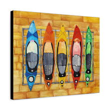 Load image into Gallery viewer, Canvas Wall Art - Colorful Whimsical Kayak Design
