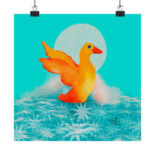 Load image into Gallery viewer, Duck Art Print  — Vibrant Reds, Golds &amp; Blues

