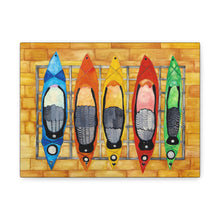Load image into Gallery viewer, Canvas Wall Art - Colorful Whimsical Kayak Design
