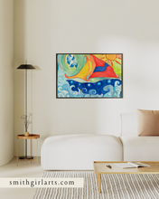 Load image into Gallery viewer, Canvas Wall Art - Whimsical Sail Boat
