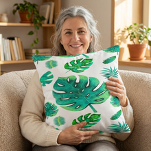 Load image into Gallery viewer, Tropical Monstera Pillow - Green Leaf Decorative Throw Pillow
