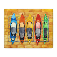 Load image into Gallery viewer, Canvas Wall Art - Colorful Whimsical Kayak Design
