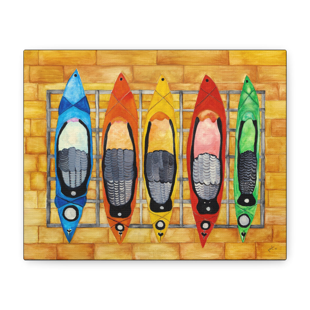 Canvas Wall Art - Colorful Whimsical Kayak Design