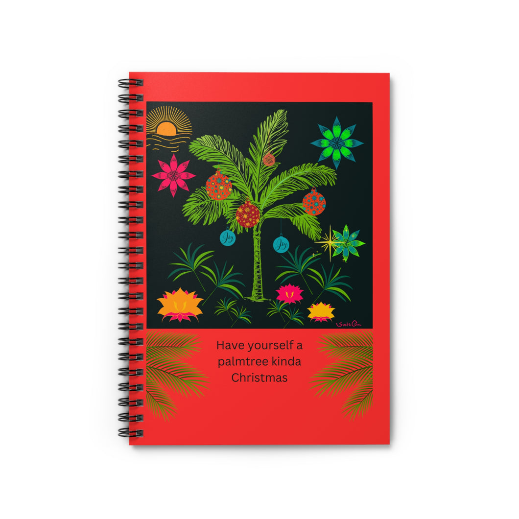 Tropical Christmas Palm Trees Spiral Notebook — Ruled Journal for Holiday Notes