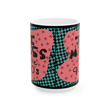 Load image into Gallery viewer, 90s Ceramic Mug — Retro Checkerboard Coffee Cup
