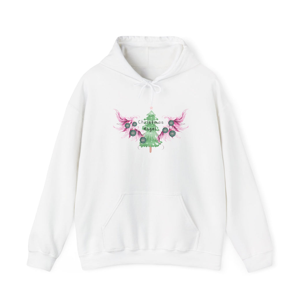 Whimsical Christmas Angel Hoodie, Cozy Holiday Sweatshirt, Festive Gift for Him/Her, Winter Layer, Unique Seasonal Apparel