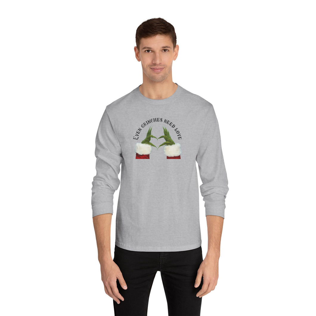 Grinch Long Sleeve T-Shirt, Christmas Graphic Tee, Holiday Apparel, Festive Top, Xmas Shirt for Men and Women