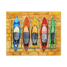 Load image into Gallery viewer, Canvas Wall Art - Colorful Whimsical Kayak Design
